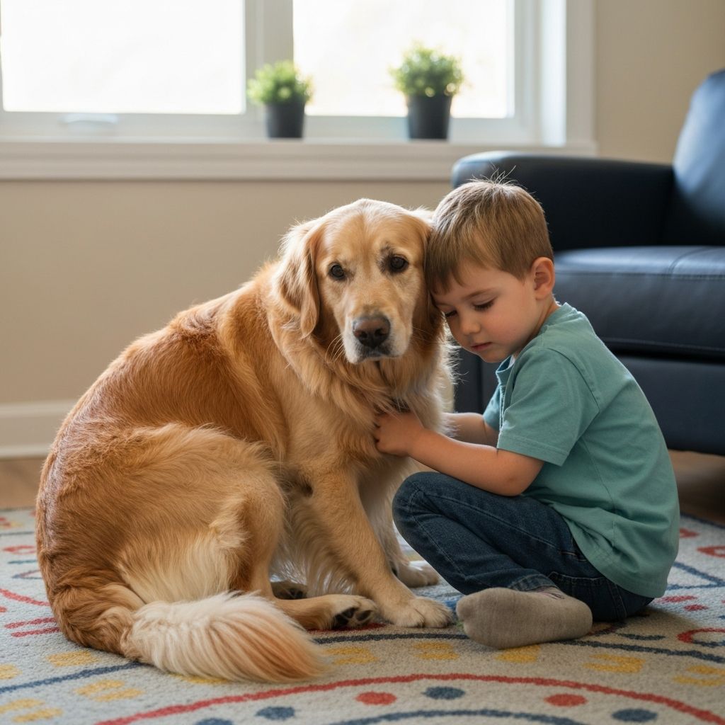 Service dog assisting person with autism
